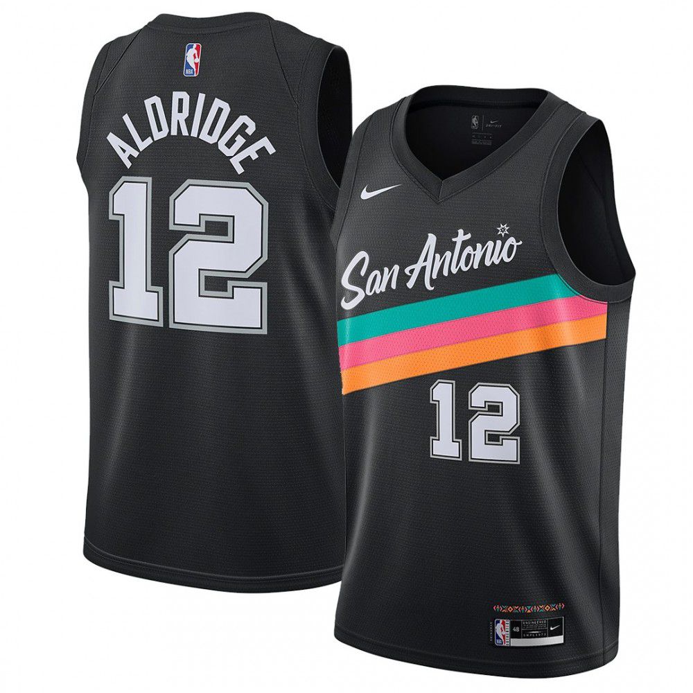 Men's San Antonio Spurs Lamarcus Aldridge #12 Black 20/21 Swingman Jersey - City Edition-Pro Kit Vault | Brand New 26/27 Sports Jerseys